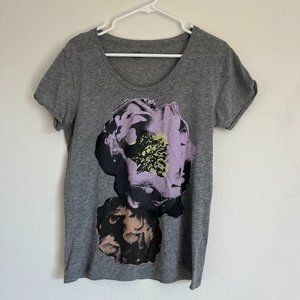 Women's J. Crew Gray Floral T-Shirt Size S